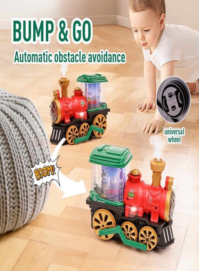 KidsMind Christmas Steam Train Toy for Toddlers 3-5 with Smoke,Light and Bump-and-Go - Image 3