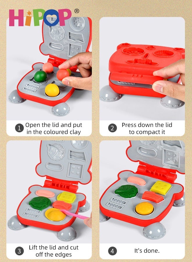 HIPOP 60-Piece Kids Clay Play Set, Playdough Toy Set for Toddlers, Color Clay Machine Set with Four Machines,  Kitchen Tools and 12 Clays,  DIY Dough Toy for Boys and Girls, Noodle Playset Maker Machine - Image 5