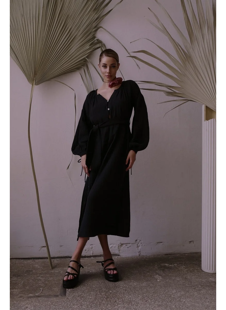 Bohemai Helen Black Muslin Dress