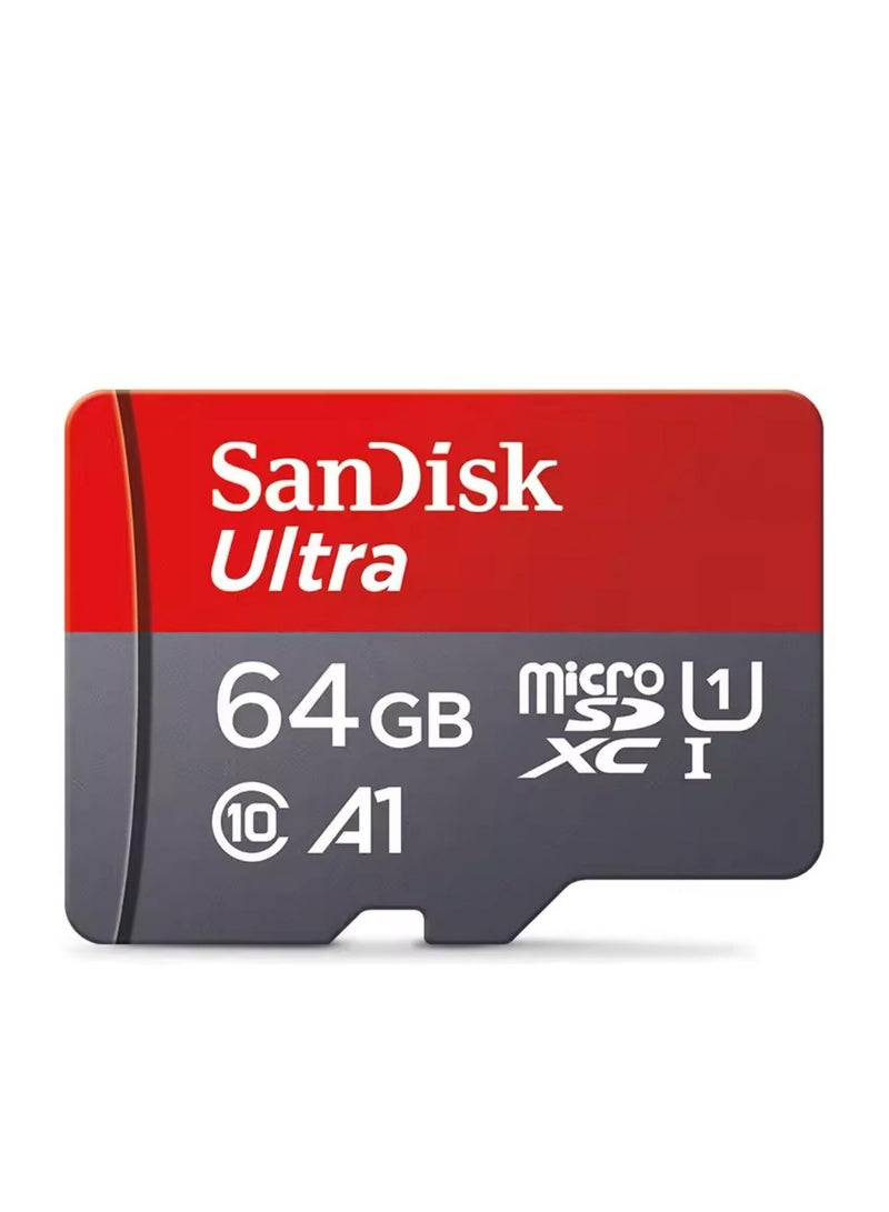64 Gigabyte Memory Card, 64 GB Memory Card, Micro SD Card, 64 Giga Micro SD Memory Card, SanDisk 64 Gigabyte Card, Memory SD Card, 64 Gigabyte Storage Card, Dash Cam Memory, Camera Memory, Mobile Phone Memory, Smart Devices Storage Memory, High-Quality Storage Memory, SanDisk Ultra Memory, Fast and Resistant to Heat and Cold and Waterproof SD Card Capacity 64 Gigabyte - Image 1