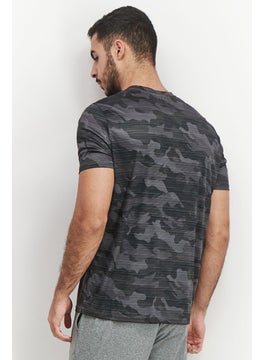 RBX Men Sports Fir Short Sleeve Camouflage T-shirt, Black Camo  - Image 2