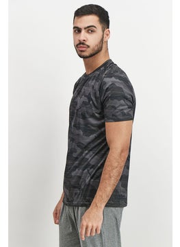 RBX Men Sports Fir Short Sleeve Camouflage T-shirt, Black Camo  - Image 4