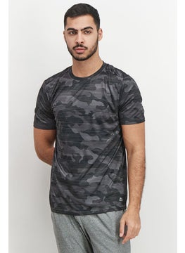 RBX Men Sports Fir Short Sleeve Camouflage T-shirt, Black Camo  - Image 1
