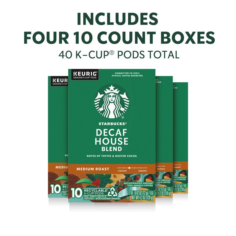 Starbucks K-Cup Coffee Pods, Medium Roast Hot or Iced Coffee, Decaf House Blend, 40 Keurig Pods - Image 2