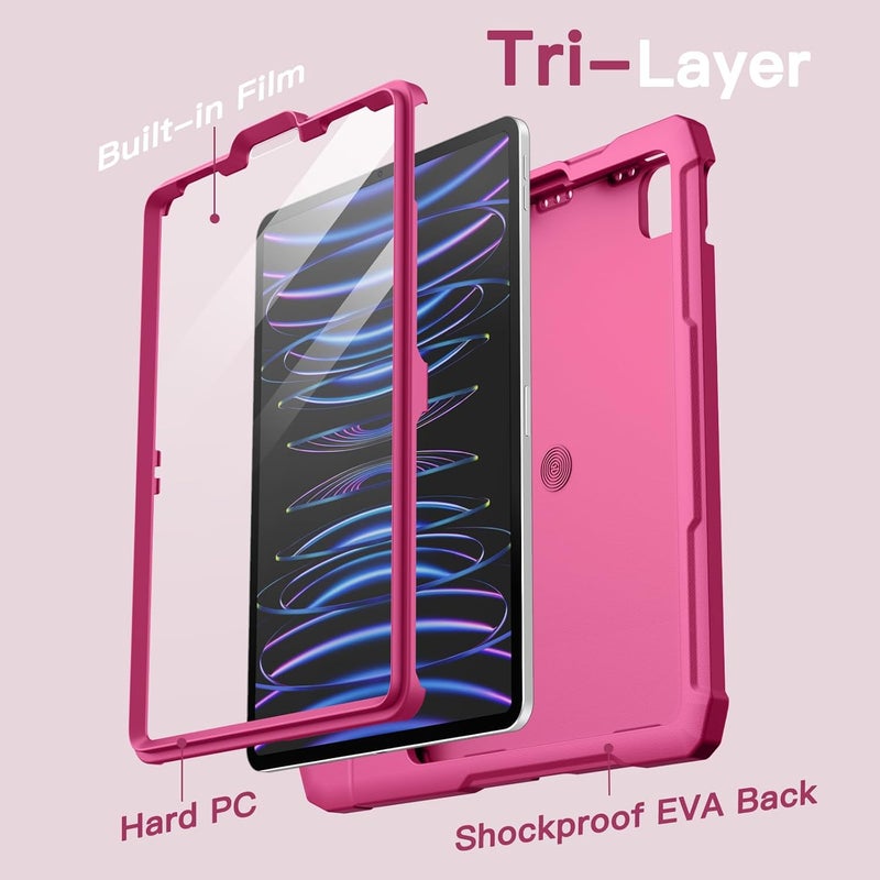 Jetech Kids Case For Ipad Pro 11 Inch 2022/2021/2020/2018 Model , Ipad Air 5/4 10.9-Inch With Built-In Screen Protector, Shockproof Full-Body Handle Stand Tablet Protective Cover Plum - Image 5