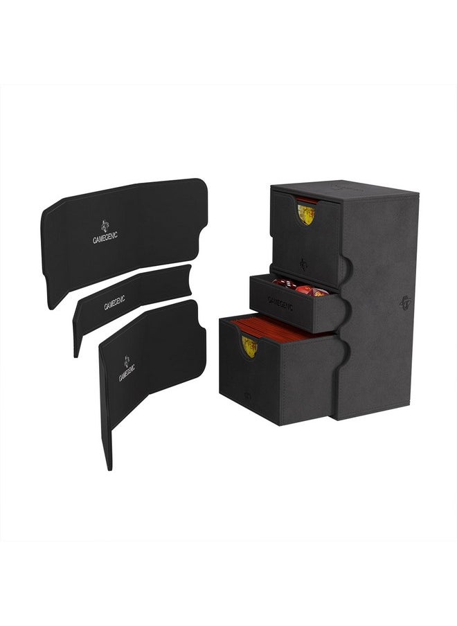 Gamegenic Gamegenic Stronghold 200+ XL Convertible Deck Box | Double-Sleeved Card Storage | Card Game Protector with Accessories Drawer | Nexofyber Surface | Holds up to 200 Cards | Black Color | Made  - Image 5