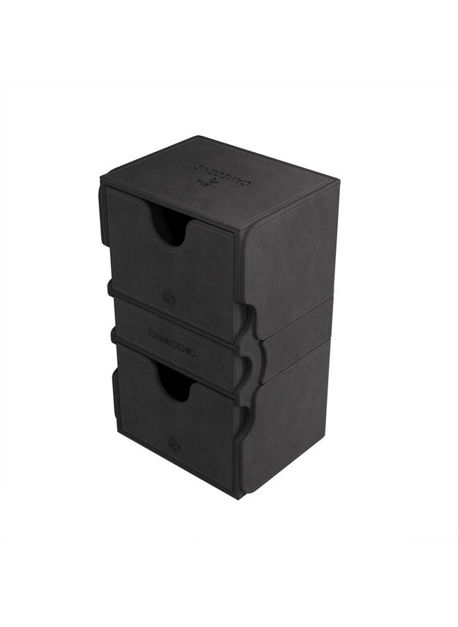 Gamegenic Gamegenic Stronghold 200+ XL Convertible Deck Box | Double-Sleeved Card Storage | Card Game Protector with Accessories Drawer | Nexofyber Surface | Holds up to 200 Cards | Black Color | Made  - Image 1