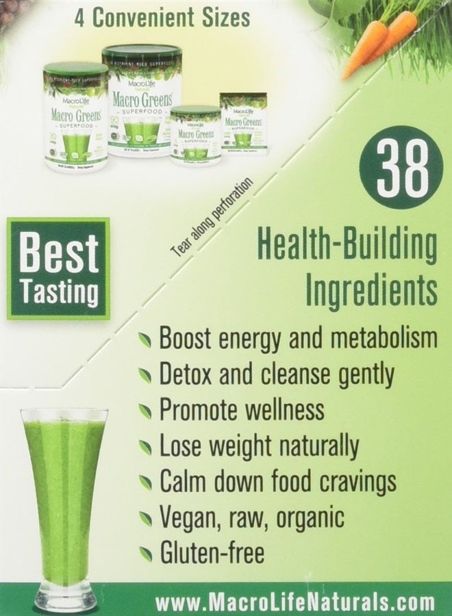 MacroLife Naturals Macro Greens Powder 38 Superfood Probiotic Antioxidant Enzyme & Herbal Supplement Immunity Energy Cleanse - Non-GMO Vegan Gluten-Free Dairy-Free - 12 Packet Servings - Image 2