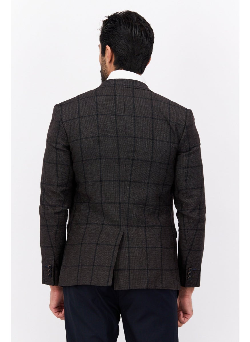 Selected Homme Men Ultraflex Regular Fit Plaid Suit Jacket, Dark Brown  - Image 3