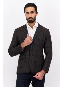 Selected Homme Men Ultraflex Regular Fit Plaid Suit Jacket, Dark Brown  - Image 1