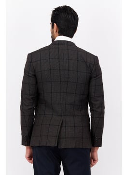 Selected Homme Men Ultraflex Regular Fit Plaid Suit Jacket, Dark Brown  - Image 3