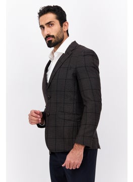 Selected Homme Men Ultraflex Regular Fit Plaid Suit Jacket, Dark Brown  - Image 2