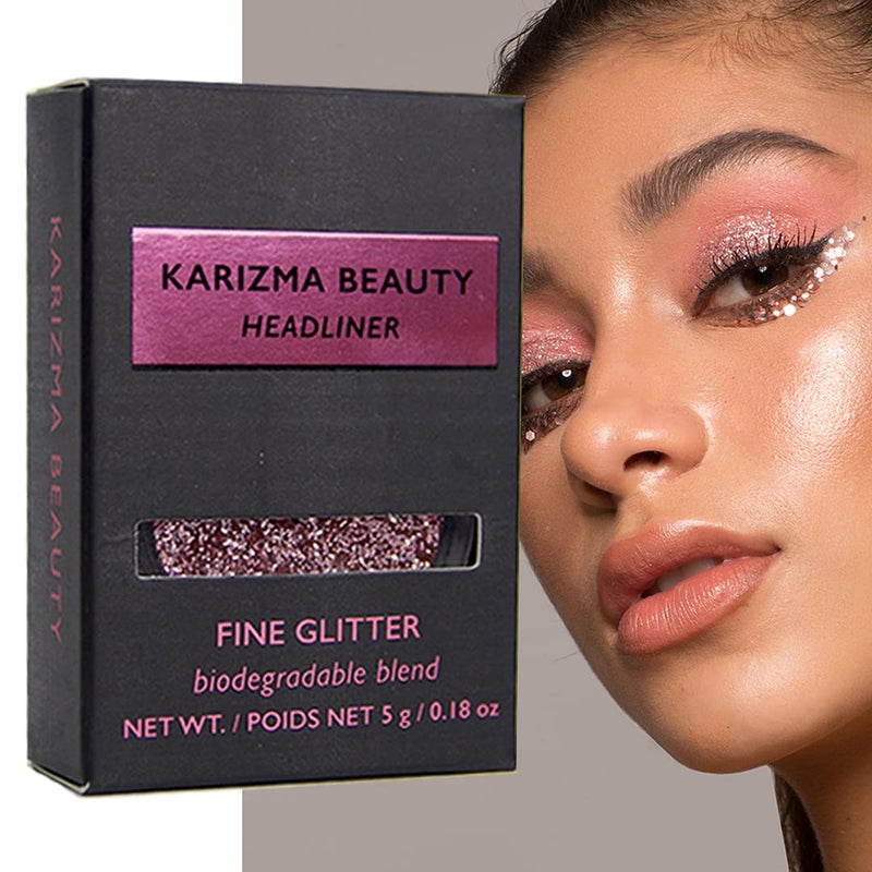 KARIZMA Headliner Glitter Eyeshadow Biodegradable  Karizma Beauty Baby Pink Bio Glitter Eco Glitter Face Glitter Loose Eyeshadow 
