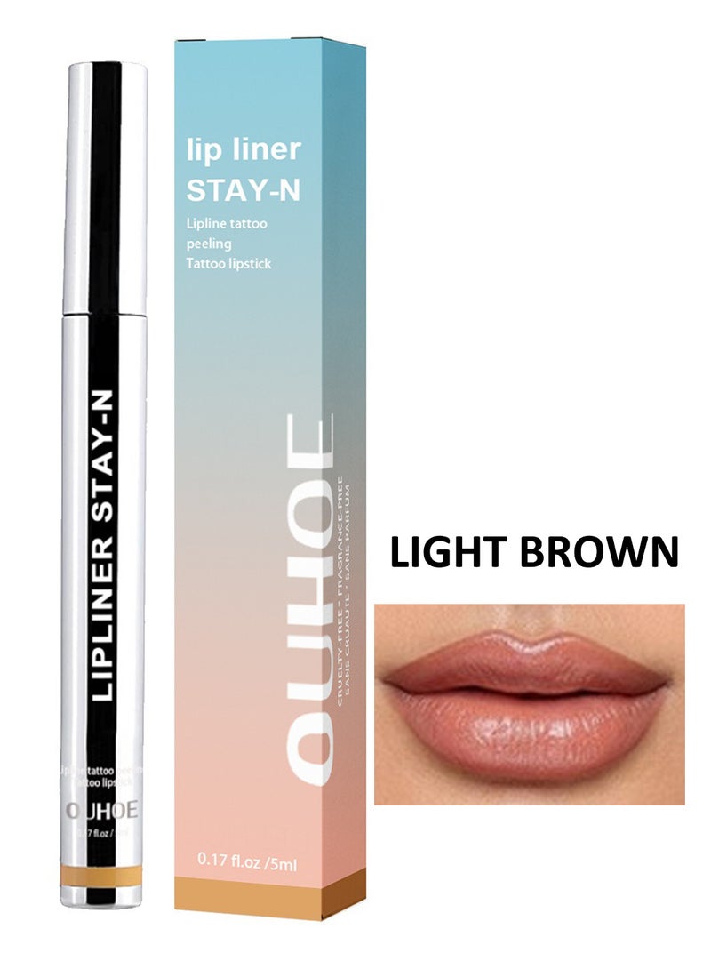 OUHOE Lipline Tattoo Peeling Tattoo Lipstick, Peel-Off Lip Liner Pencil, Waterproof Lip Shape Definer Easy to Apply for Women, Light Brown  - Image 1