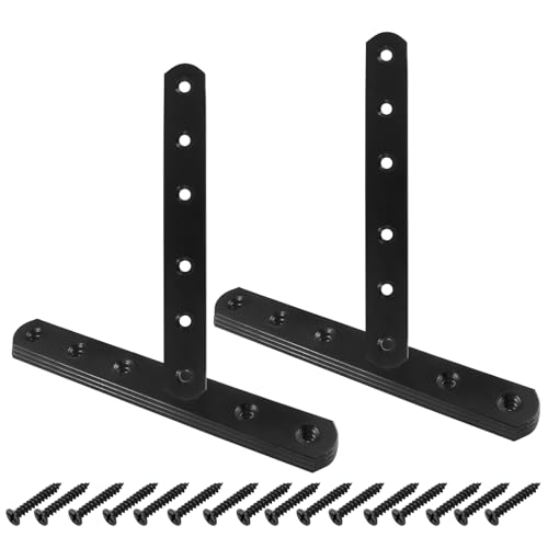 HARSKIYER 8 Pcs 6 Inch Straight Bracket, Stainless Steel Flat Mending Brace, Black Connector Plate with Mounting Screws & Screwdriver for Furniture Repair, Fixing - Image 2