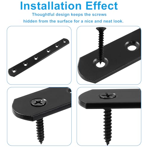 HARSKIYER 8 Pcs 6 Inch Straight Bracket, Stainless Steel Flat Mending Brace, Black Connector Plate with Mounting Screws & Screwdriver for Furniture Repair, Fixing - Image 5