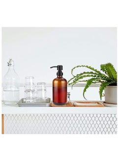 FUFU 2Pcs 16oz Glass Brown Soap Dispenser, Glass Soap Dispenser with Pump  Bathroom Hand Soap Dispenser Bottle for Liquid Lotion,...  - Image 4