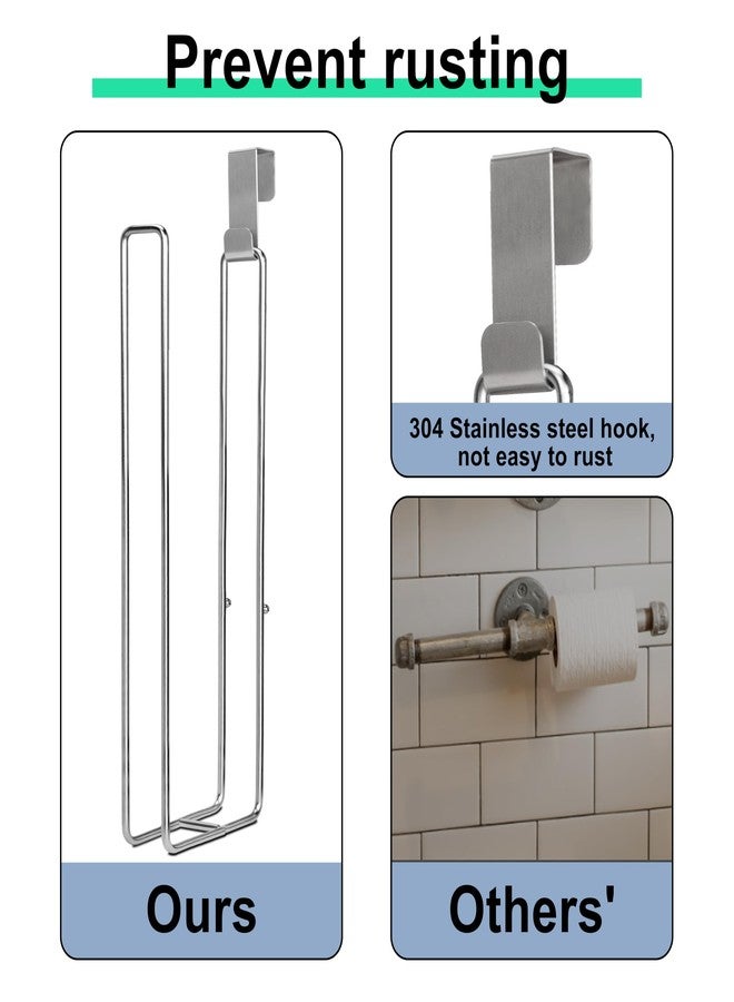 Admeya Toilet Paper Holder with Storage 4 Rolls, Over The Tank Toilet Paper Holder Wall Mount, Stainless Steel Toilet Paper Roll Holder with Hook, Tissue Holder for Bathroom, Silver, 1PC - Image 2