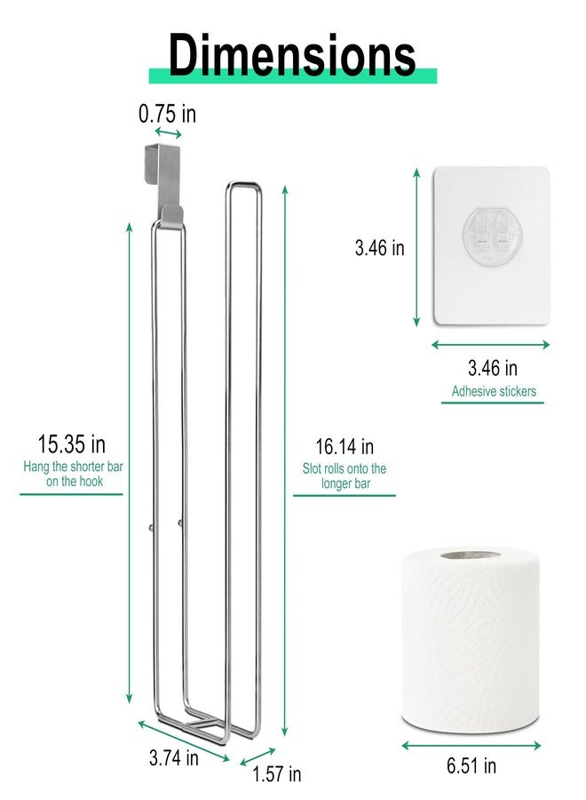 Admeya Toilet Paper Holder with Storage 4 Rolls, Over The Tank Toilet Paper Holder Wall Mount, Stainless Steel Toilet Paper Roll Holder with Hook, Tissue Holder for Bathroom, Silver, 1PC - Image 5