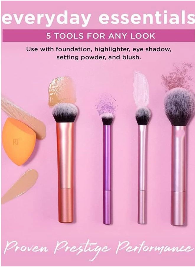 Make up Brush Set with Bonus Miracle Complexion Sponge -5 essential tools to master any look tapered -Multi Use Brush Set for Beginners - pzsku/ZABC946757F95089EF136Z/45/_/1740227255/c1d726c9-c244-4220-a73c-f94c54a982d7