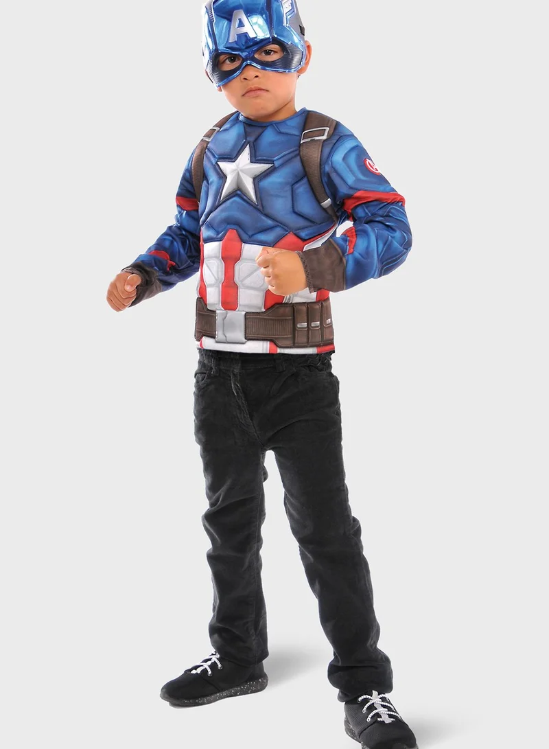 Rubies Costume Kids Captain America Super Muscle Top Metallic