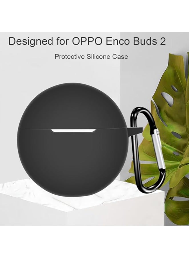 Silicone  Protective  Case for Oppo Enco Buds2 Earphones with Keychain Cover (black) - Image 2