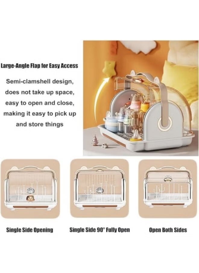 HQ-GAMING - Baby Bottle Drying Rack Baby Feeding Bottle Dryer with Cover Drying Rack for Baby Bottles Accessories Portable Bottle Drying Rack Container with Drainer (Blue) - Image 1