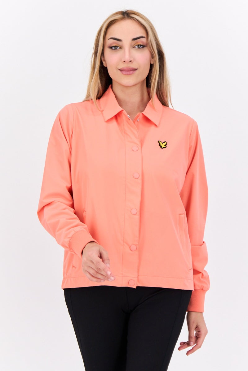 Lyle & Scott Women Embroidered Logo Jacket Shirt, Coral  - Image 1