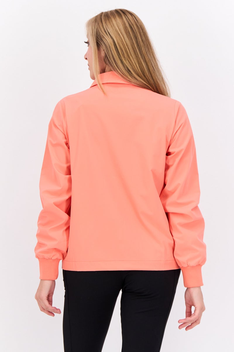 Lyle & Scott Women Embroidered Logo Jacket Shirt, Coral  - Image 2