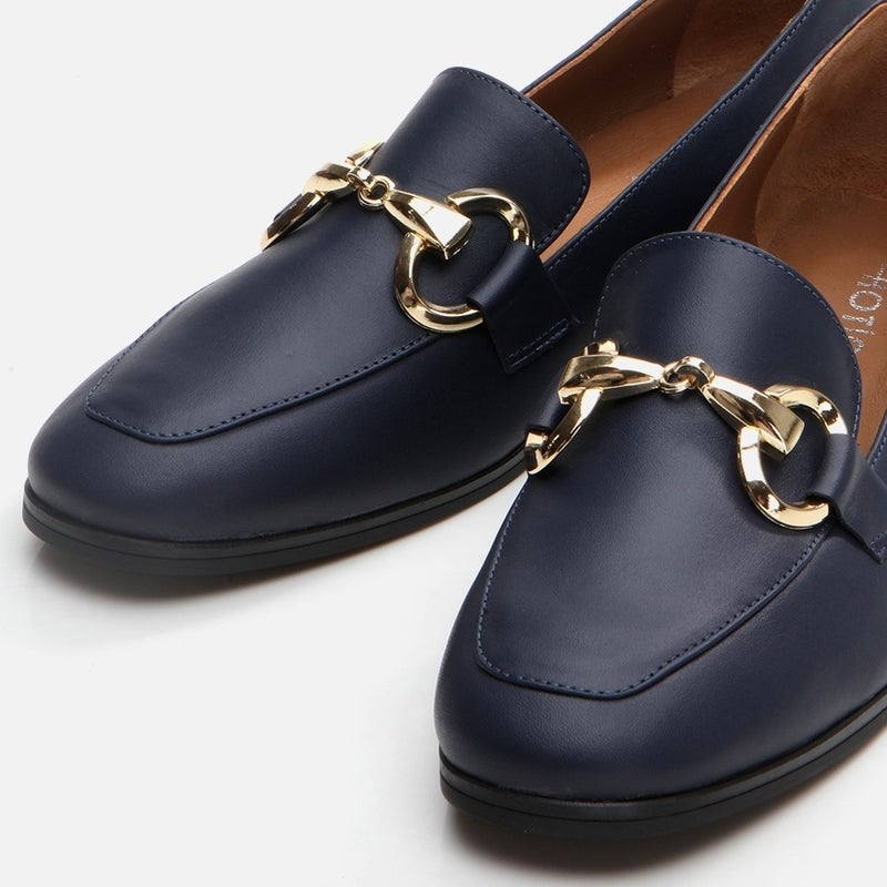 Hotiç 01AYH291000A680 GENUINE Leather Navy Blue Women's Loafer  - Image 4