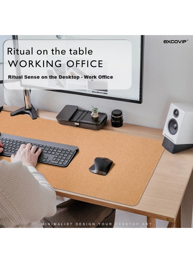 Exco Cork Double-sided Multi-purpose Leather Mouse Pad, Large Desk Mat, Long Office Computer Writing Pad, Solid Color Brown, Beige, Fruit Pink, Waterproof Gaming Keyboard, Aesthetic 9709 - Image 4