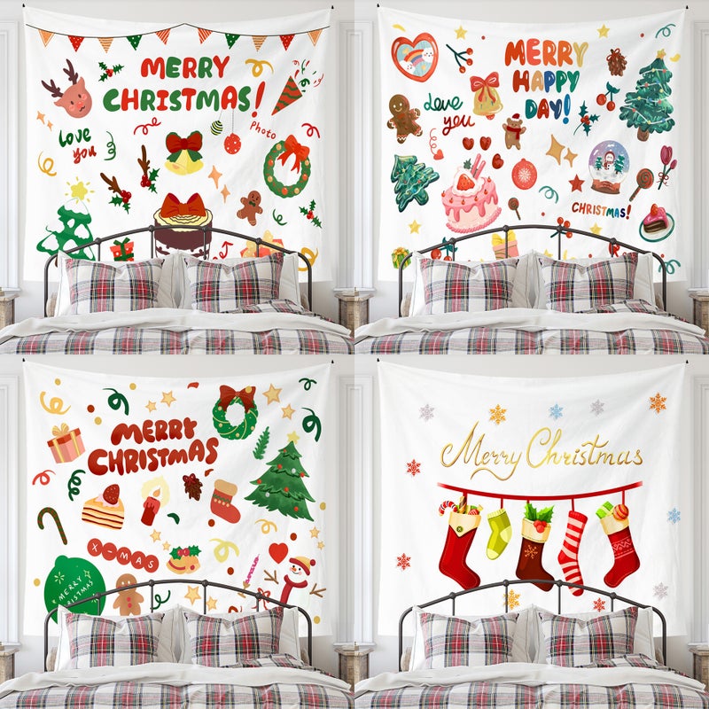Ins Style Scandinavian Room Layout Christmas Tapestry Background Wall Cloth Christmas Party Bedroom Background Cloth Bedside Hanging Cloth - Image 2