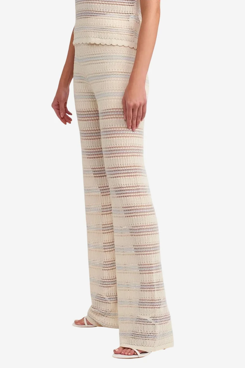 Dilvin Multicolor DILVIN Women’s High-Waist Wide-Leg Striped Knit Pants for Women | Best Price UAE
