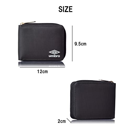 Umbro for MenTarpaulin Zip Around Bi-Fold Minimalist Slim Wallet (Black Logo) - Image 5