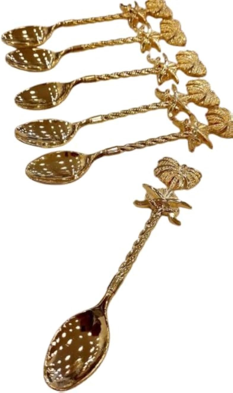 Gold Tea Spoon Set of 6 â€“ Original & Stainless â€“ Luxury and Modern Design for Elegant Tea Serving Ka