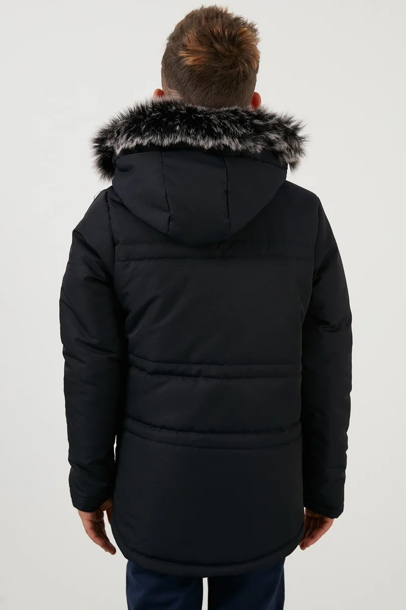 Lela Collar Faux Fur Plush Lined Hooded Winter Coat Boy's Coat 6036056