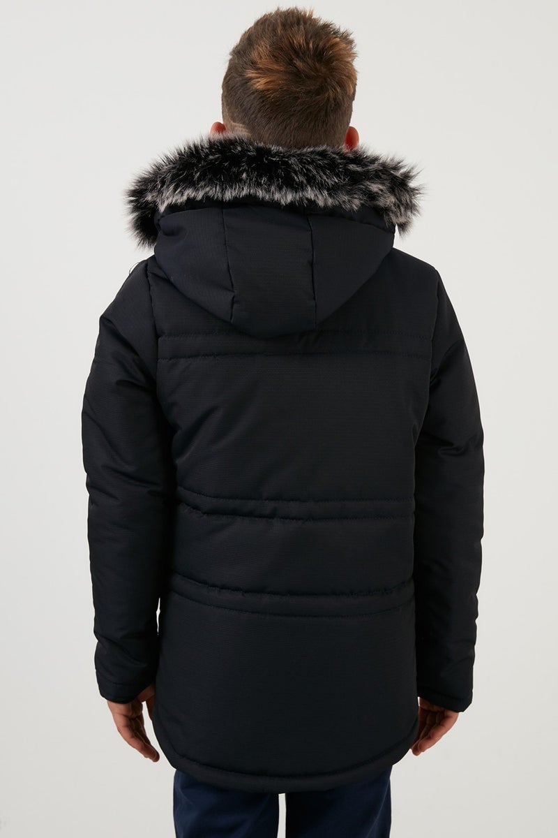 Lela Collar Faux Fur Plush Lined Hooded Winter Coat Boy's Coat 6036056  - Image 5
