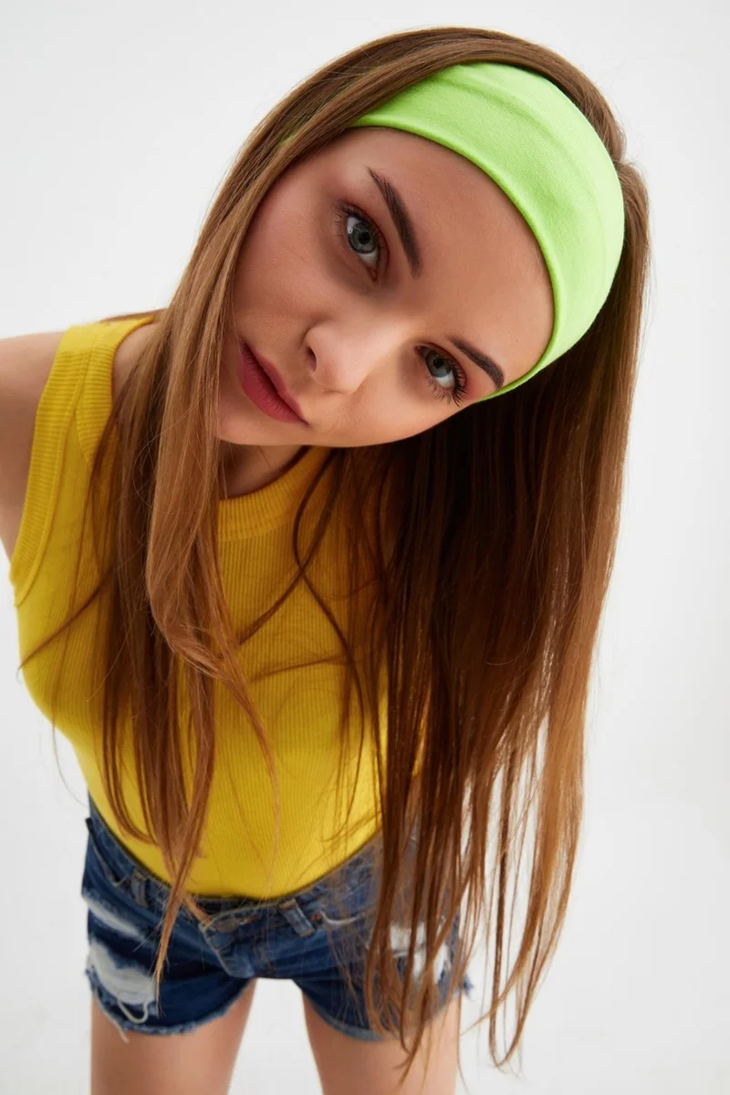 بوتيكجيز Pistachio Green Women's Cotton Combed Comb, Non-Slip, Sweatproof, Ultra Light, Sports Hair Band Bandana