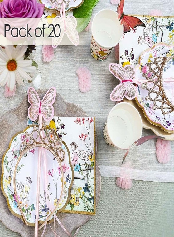 Talking Tables 12 x Strong & Pretty Fairy Paper Plates Disposable Tableware Floral and ButterfliesGirls Birthday Party Mother’s Day Afternoon Tea Table Decorations Baby Shower 6.8" - Image 4