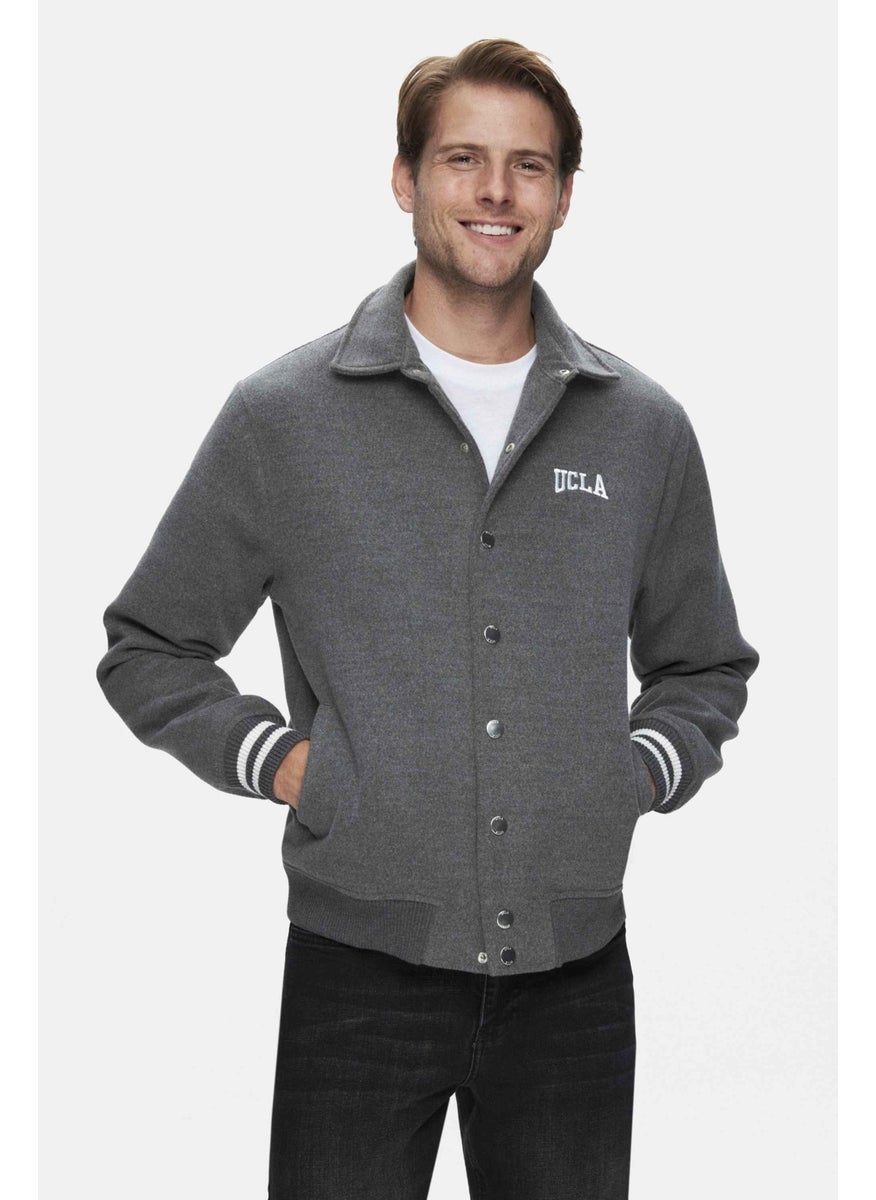 UCLA Keane Dark Grey Cashmere College Jacket Snap Standard Fit Men's Jacket  - Image 1