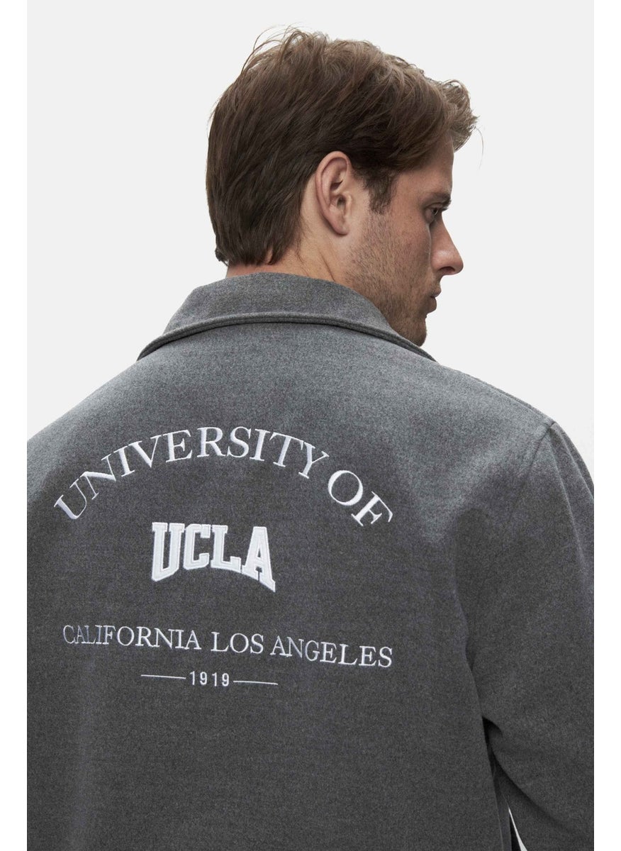 UCLA Keane Dark Grey Cashmere College Jacket Snap Standard Fit Men's Jacket  - Image 2