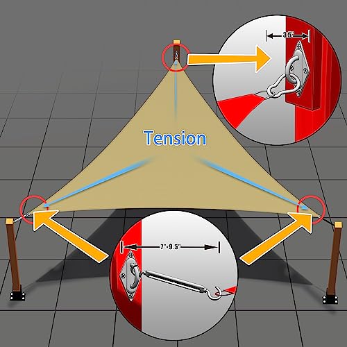 Royal Shade 36 Feet (12ft x 3) Wire Cable Ropes Hardware Kits for Triangle Sun Shade Sail Canopy, PVC Coated Stainless Steel Metal - Commercial Standard Heavy Duty - Image 4