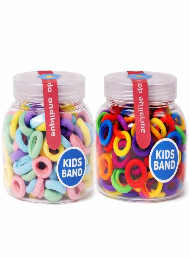 Frescorr (200 pcs) Baby Hair Ties | Soft No-Damage Premium Elastic Mini Rubber Bands for girls | Strong Stretch Ponytail Holders | Daily Use Hair Accessories | (100 Multicolor &100 Pastel) - Image 1