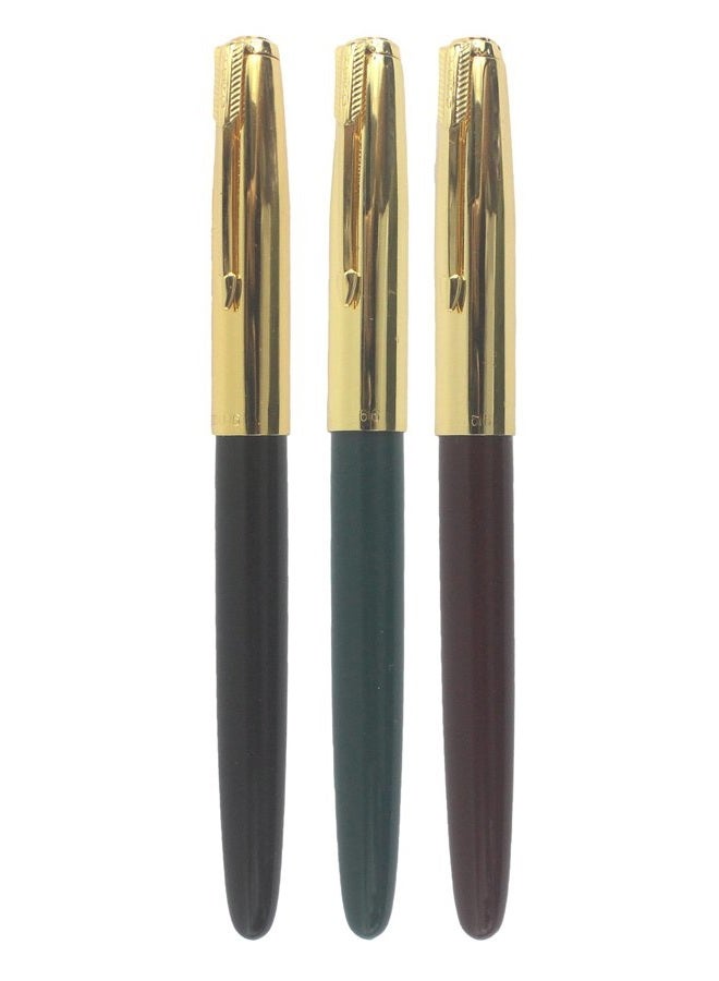 SIPLIV 3PCS Classic Fountain Pen Hero 616, in 3 Colors, Gold Trim - Image 2