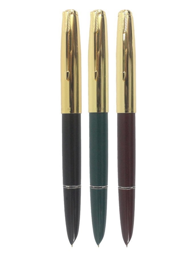 SIPLIV 3PCS Classic Fountain Pen Hero 616, in 3 Colors, Gold Trim - Image 1