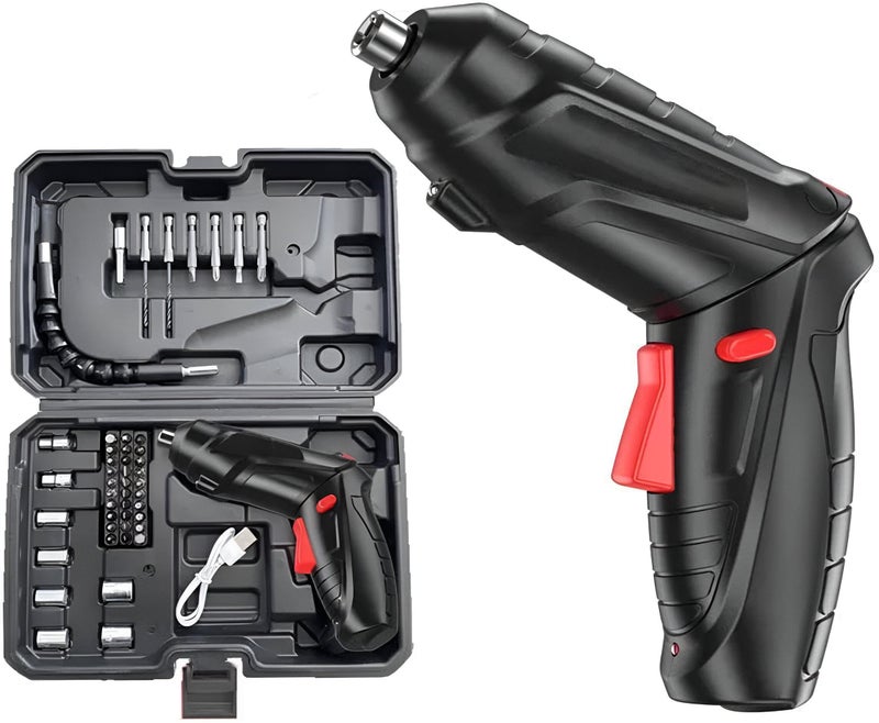 Precision Screwdriver Set - High-torque electric screwdriver with 47 interchangeable bits, designed for precision work in tight spaces and intricate projects. - Image 1