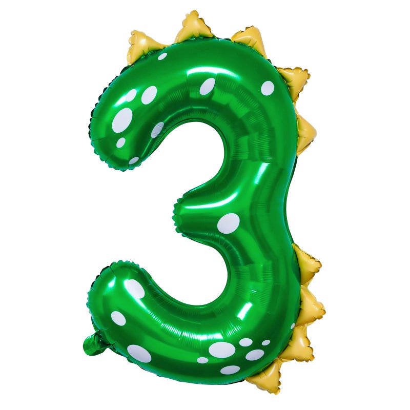 Lcoor Dinosaur Birthday Decorations, 36'' Green Dinosaur Number 3 Balloon for 3rd Birthday Party Supplies (3) - Image 1