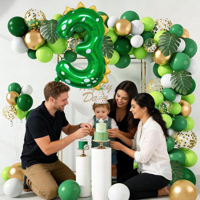 Lcoor Dinosaur Birthday Decorations, 36'' Green Dinosaur Number 3 Balloon for 3rd Birthday Party Supplies (3) - Image 5