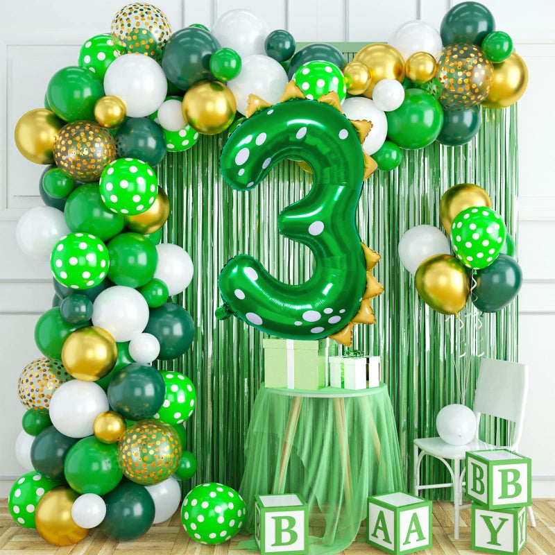 Lcoor Dinosaur Birthday Decorations, 36'' Green Dinosaur Number 3 Balloon for 3rd Birthday Party Supplies (3) - Image 4