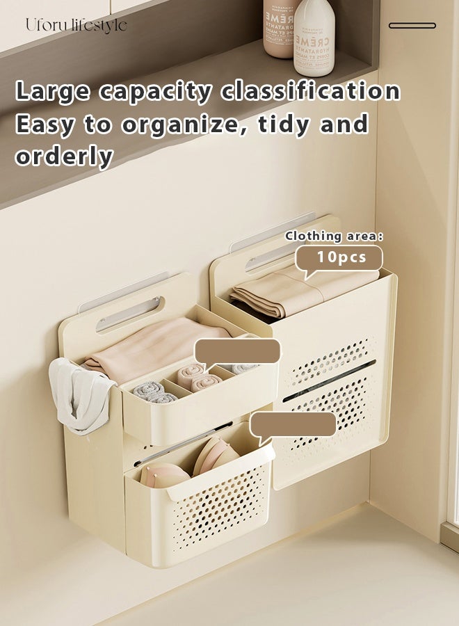 Household laundry basket,Toilet clothing storage basket,No need to drill holes, large capacity crevice wall mounted dirty clothes basket,Lightweight Foldable Laundry Bin,Clothes Hamper for Kids Bedroom, Bathroom, Nursery, Utility Room - Image 3